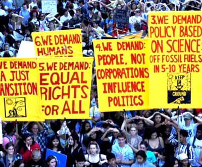 people demonstrating