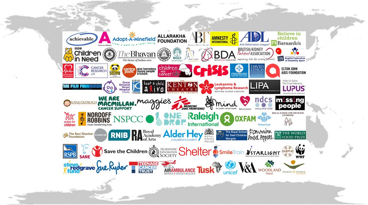 Many foundations
superimposed on map of world