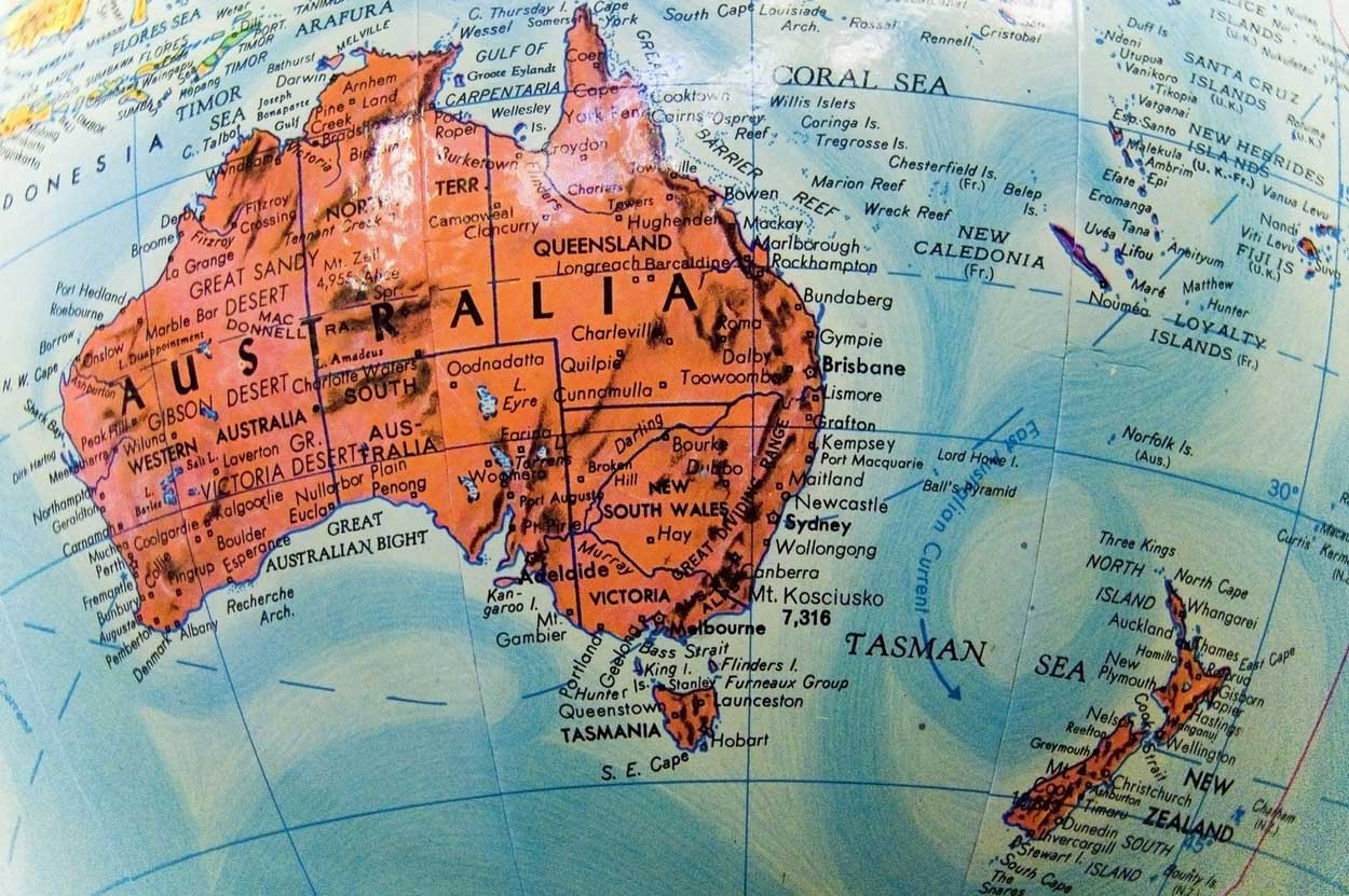 Globe of Australia and New Zealand
