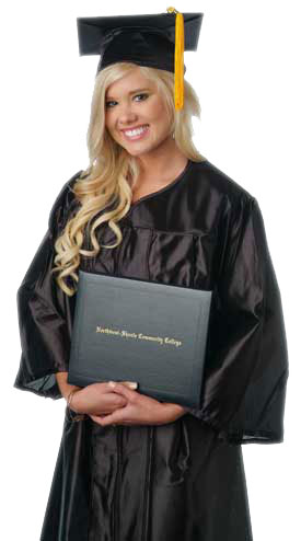  young woman in graduation gown