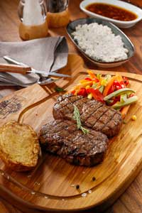 steak on wood board
