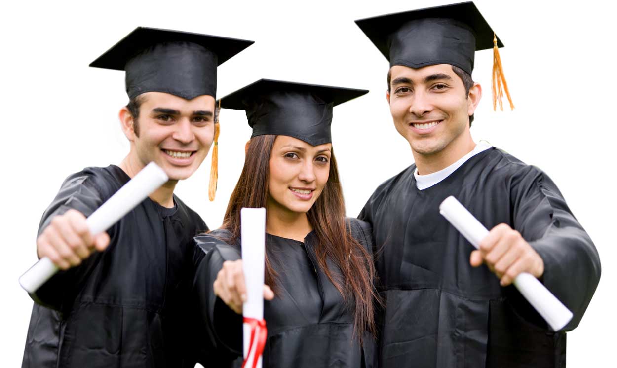 3 students holding diploma