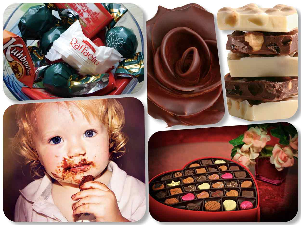 collage of sweet chocolates