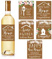 New Homeowner Stickers or Wine Label Gift Set