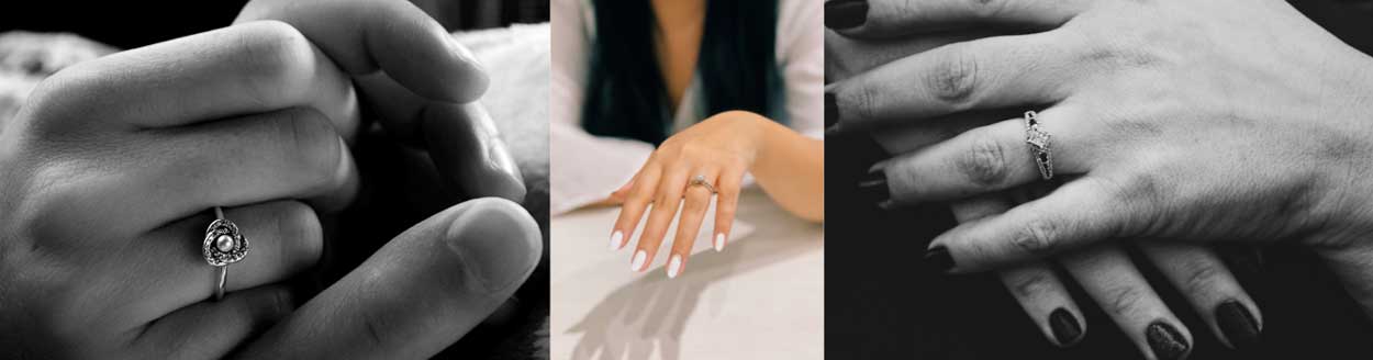 collage of three pixes with rings