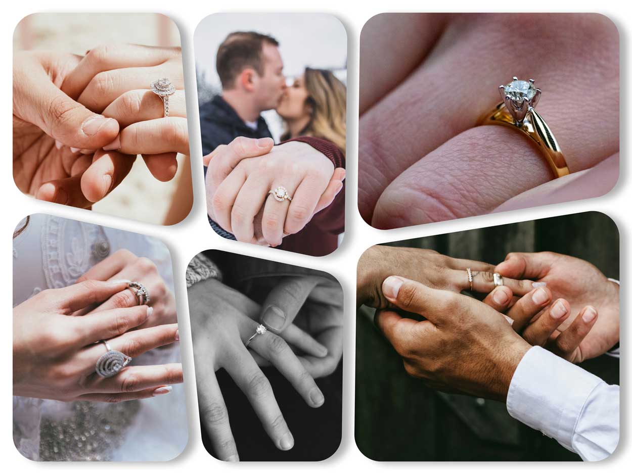 collage of rings on finger