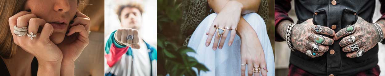 collage of people with rings