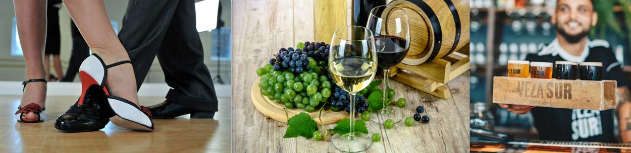 wine and 2 people dancing