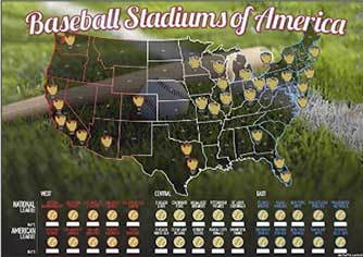 Baseball Stadiums of America Scratch Off Map