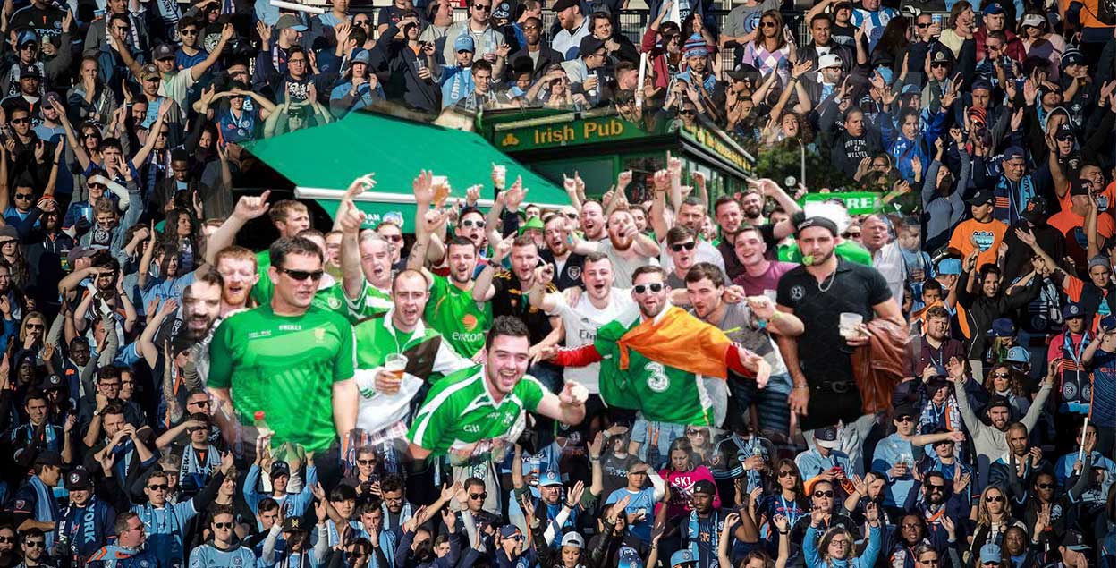 large crowd of sports supporters