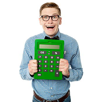 geek with calculator