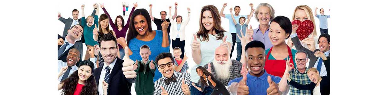 excited people with thumbs up