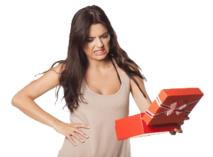 sad woman with a gift