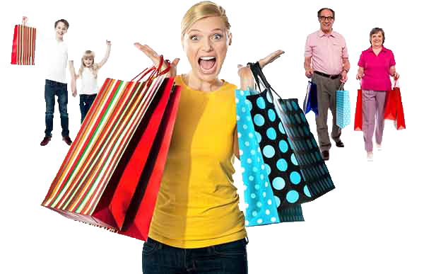 excited girl with gifts