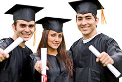 3 people with diplomas